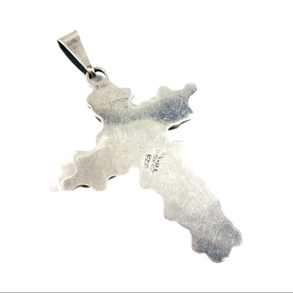 VTG Taxco Sterling Silver Modernist Cross Pendant - Picture 4 of 8